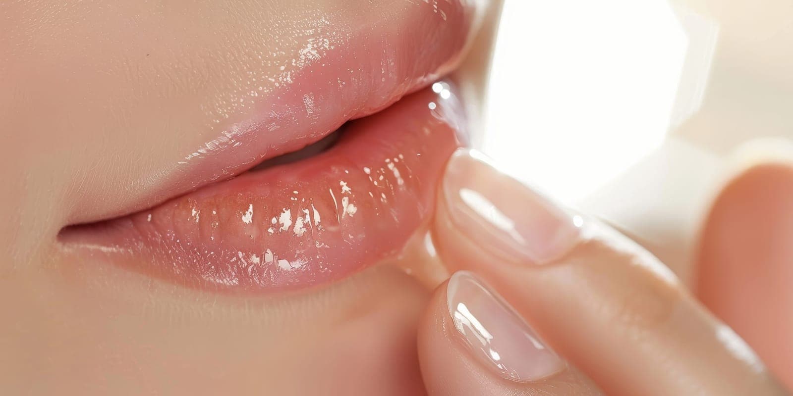 Close-up of glossy, full lips