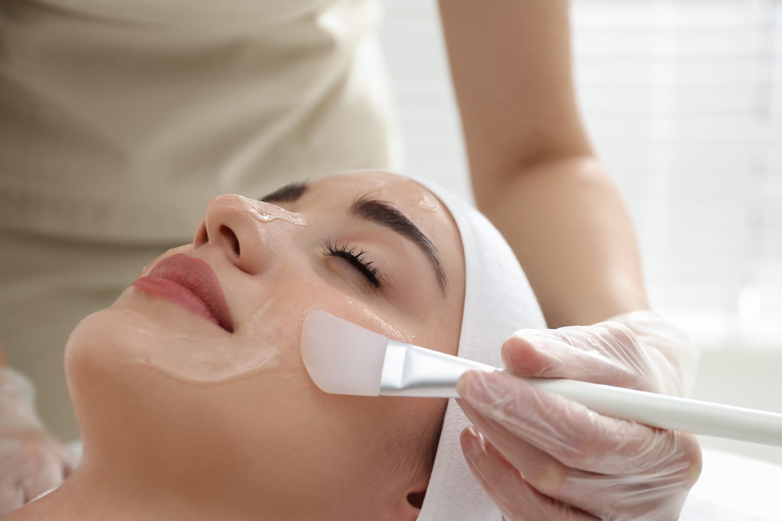 Chemical peel service to improve the look of tone and texture